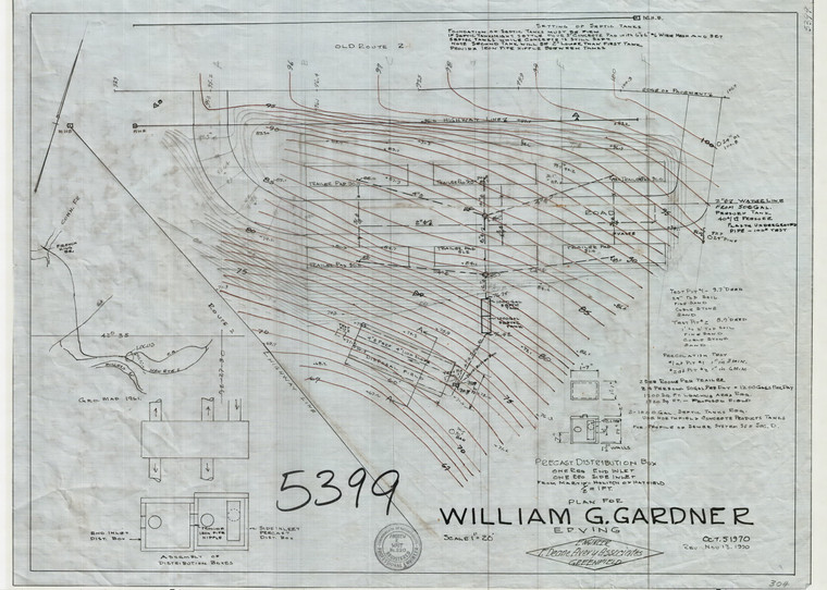 William G Gardner    Sewage Disposal Erving 5399 - Map Reprint