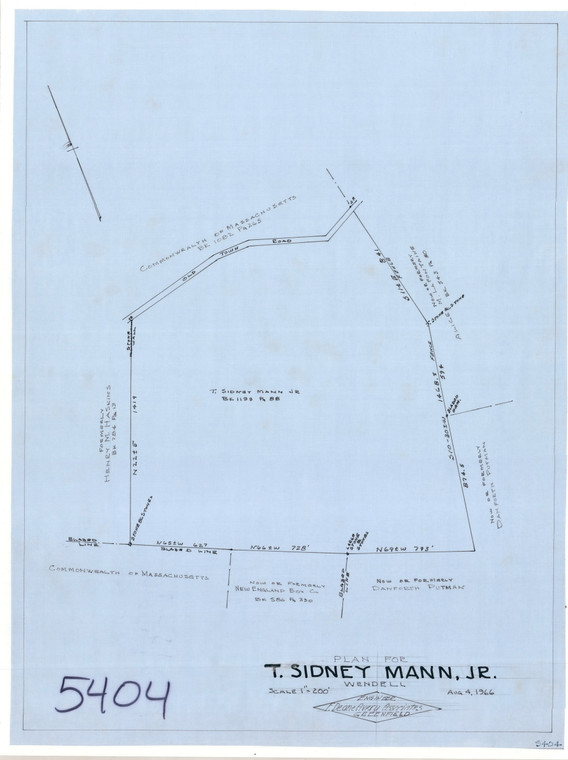 T. Sidney Mann    Near Wendell Depot Wendell 5404 - Map Reprint