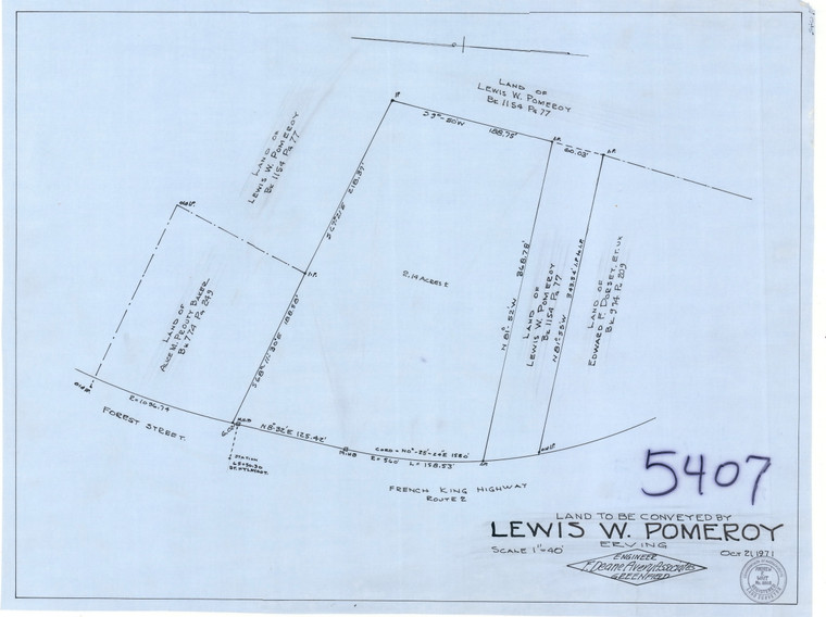 Lewis W Pomeory    Fr. King Hy    Forest St Erving 5407 - Map Reprint