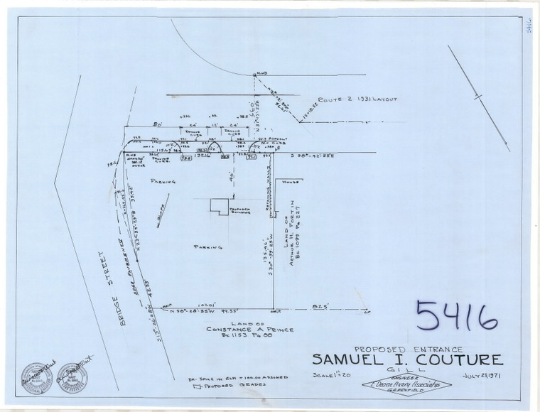 Samuel I Couture    Rt 2 + Bridge St Gill 5416 - Map Reprint