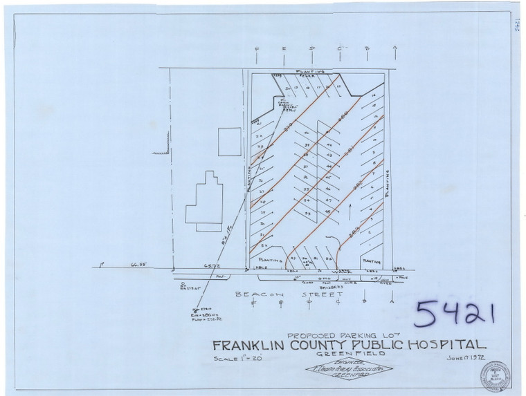 Franklin County Public Hospital Parking Lot Greenfield 5421 - Map Reprint