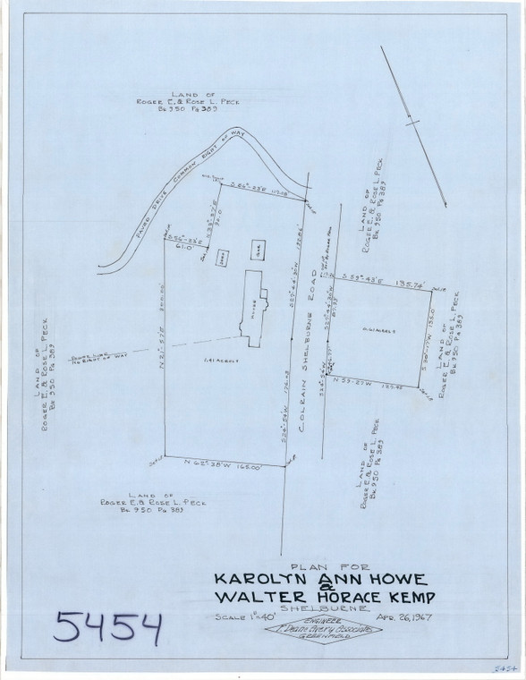 Karolyn Ann Howe    Walter Horace Kemp    Colrain Shel. Rd    1.41 Ac + 0.61 Ac Shelburne 5454 - Map Reprint