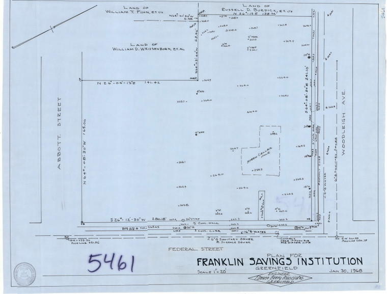 Franklin Savings Institution    Abbott + Fed St Greenfield 5461 - Map Reprint