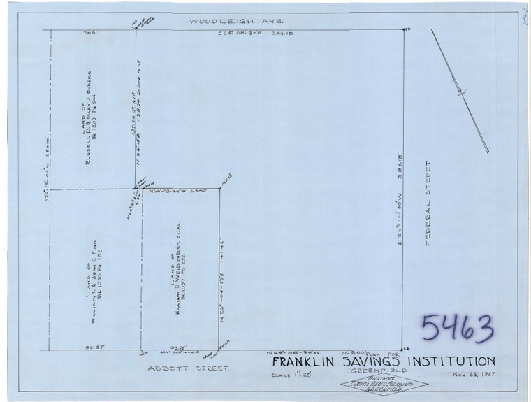 Franklin Savings Institution    Abbott + Fed St Greenfield 5463 - Map Reprint