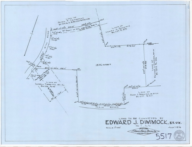 Edward J. Dimmock Et. Ux    West Gill    Main Rd  18.96ac Gill 5517 - Map Reprint