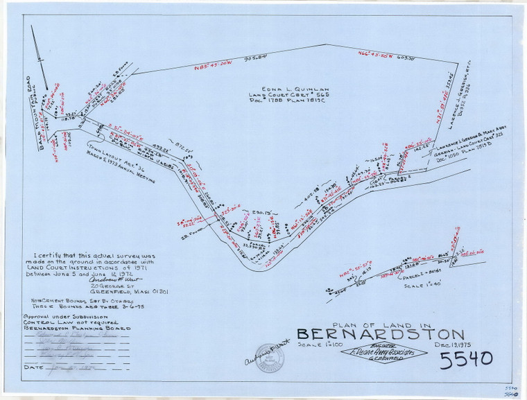 Chapin Rd, Land Court Edna Quinlan Bernardston 5540 - Map Reprint