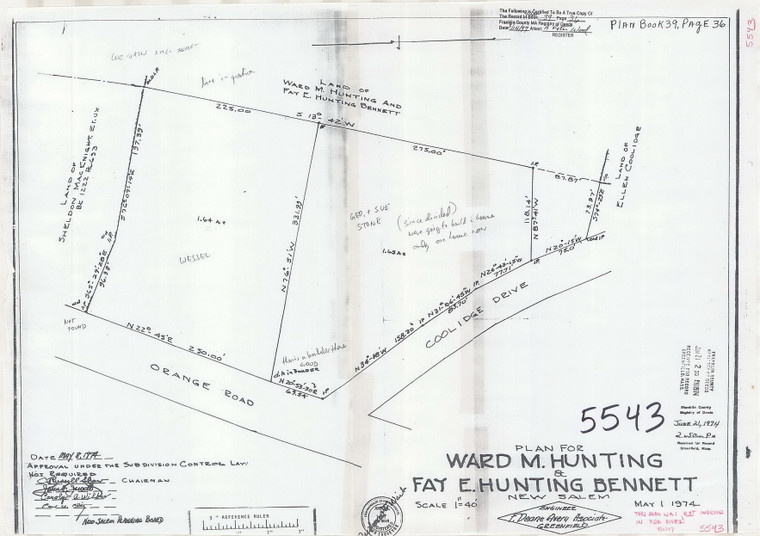 Ward M Hunting & Fay Bennett - 2 lots New Salem 5543 - Map Reprint