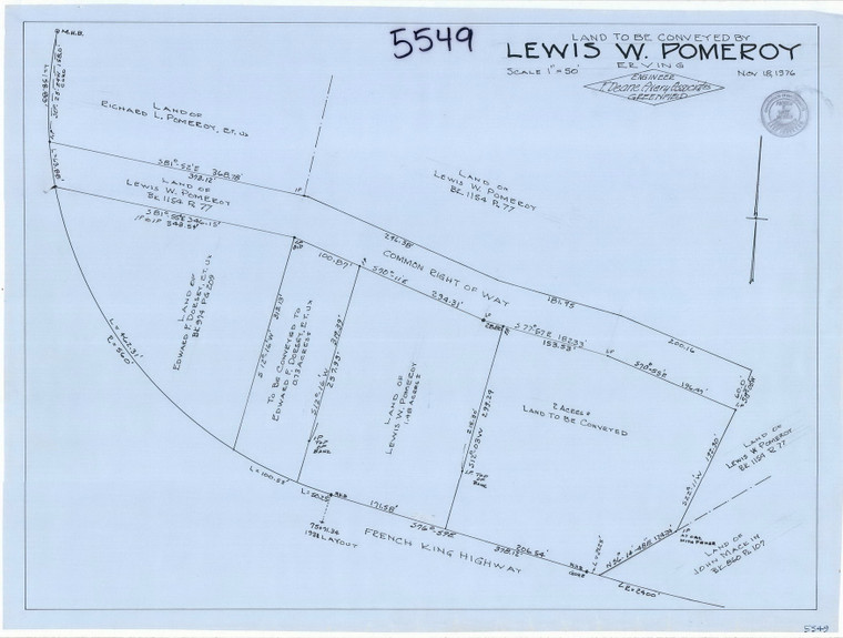 Lewis W. Pomeroy    Fr. King Highway Erving 5549 - Map Reprint