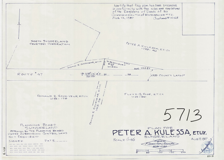 Peter A. Kulessa Montague Rd Rt 47 Sunderland 5713 - Map Reprint