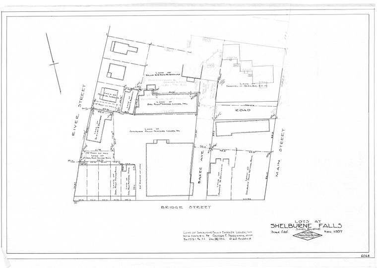 Lots at Shelburne Falls    W. by River St.    S. by Bridge St.    E. by Main St. Shelburne 6068 - Map Reprint