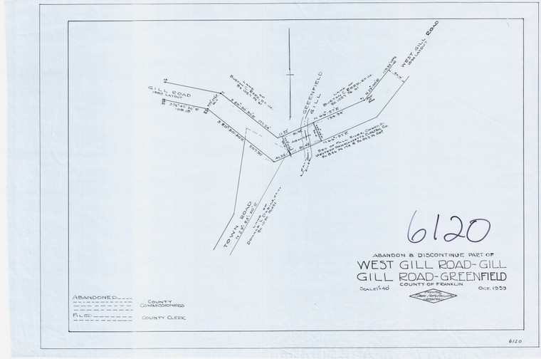 West Gill Road    (abandon Bridge) at Fall River Gill  Greenfield 6120 - Map Reprint