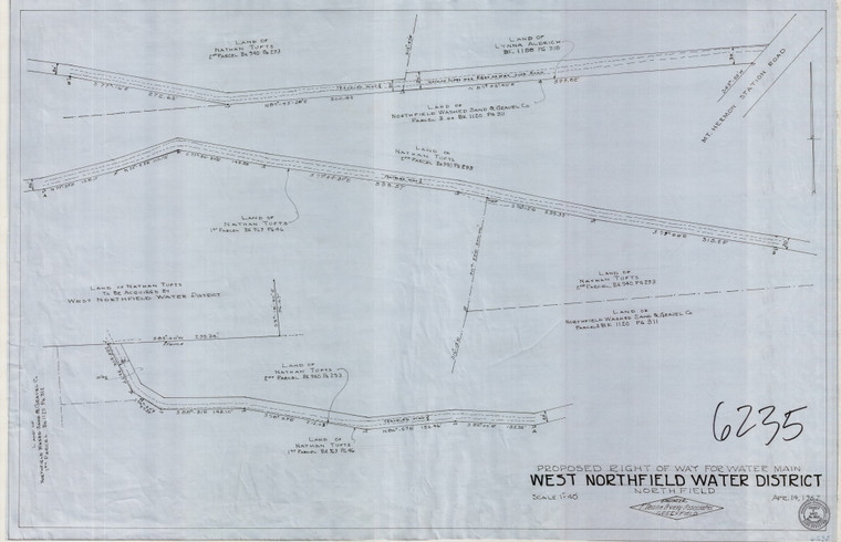 West Nfld Water District    Right of Way for Water Main Northfield 6235 - Map Reprint
