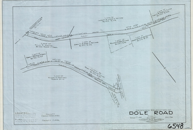 Dole Road    County Road  Gill 6548 - Map Reprint