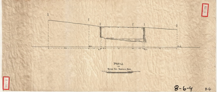 Bridge over Sawmill River on Greenfield Road - Profile Montague 8-06-04 - Map Reprint