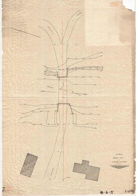 Bridge over Sawmill River on Greenfield Road Site w Topo  - 2 houses Montague 8-06-05 - Map Reprint