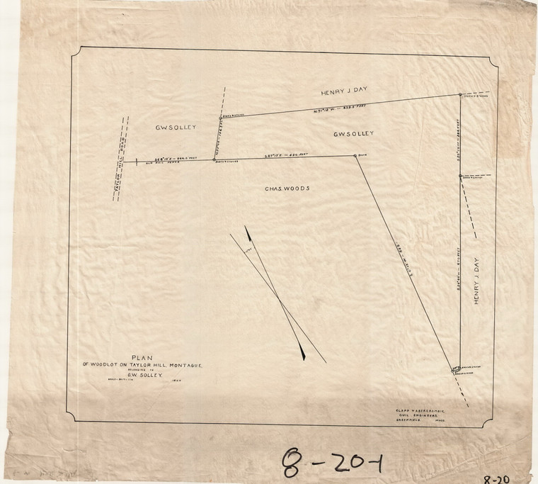 G.W. Solley - Taylor Hill Woodlot Montague 8-20-1 - Map Reprint