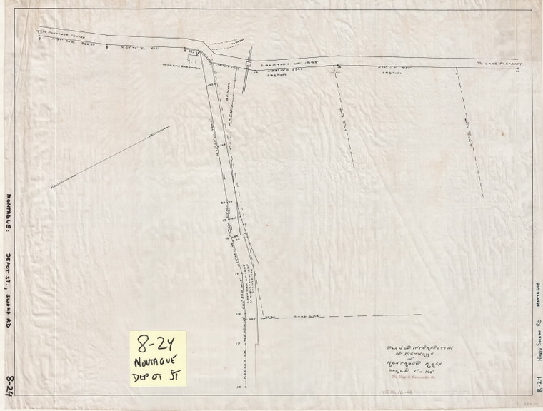 North Swamp Road - Location of 1855-1897 -  Depot Street Montague 8-24 - Map Reprint