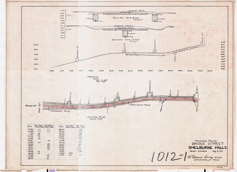 Bridge Street Prop. Paving    Plan - L Sect Shelburne 1012-1 - Map Reprint