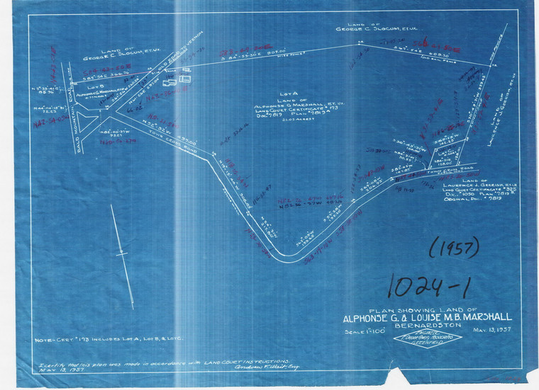 Alphonse G. & Louise M.B. Marshall Bernardston 1024-1 - Map Reprint