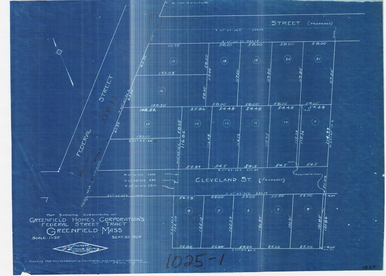 Gfld Homes Corp.    Sub. Div. Greenfield 1025-1 - Map Reprint