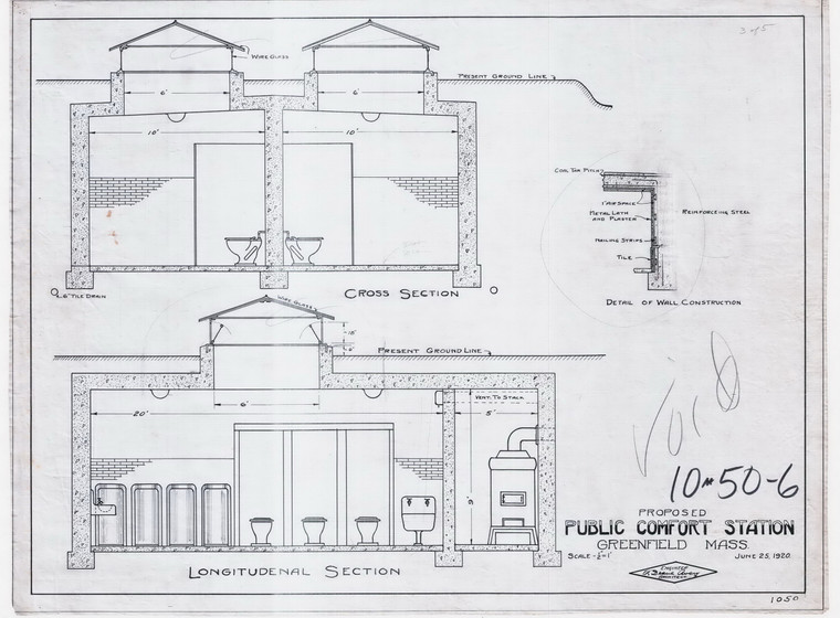 Gfld Public Comfort Station details VOID Greenfield 1050-6 - Map Reprint