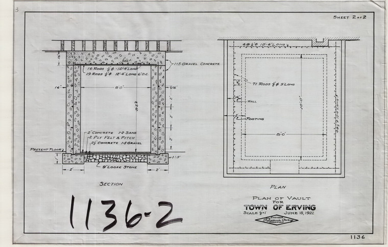 Vault for Town Hall Erving 1136-2 - Map Reprint