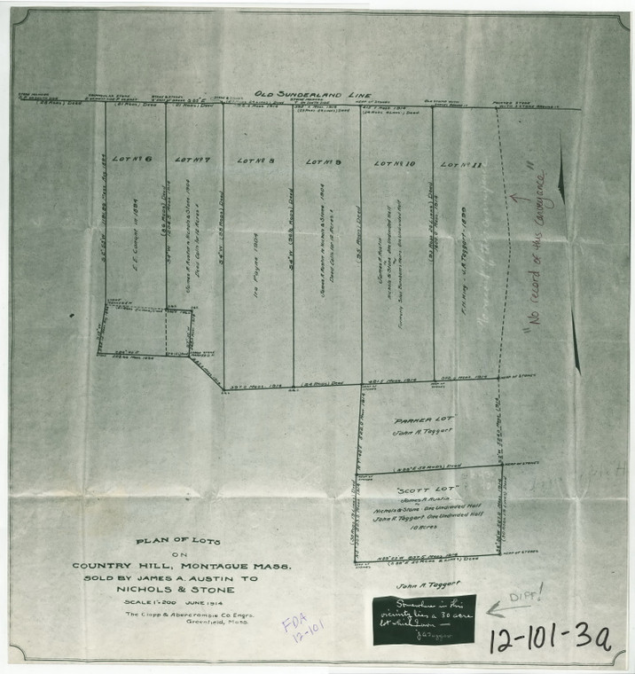 Nichols & Stone - Country Hill Lots on Old Sunderland Line Montague 12-101-3a - Map Reprint