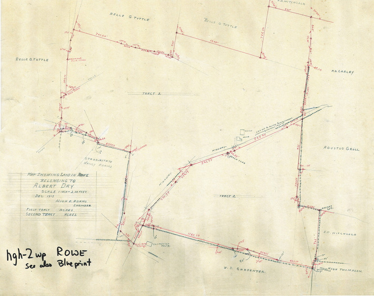 Land in Rowe belonging to Albert Day Workplan - Map (Digital Download Copy)