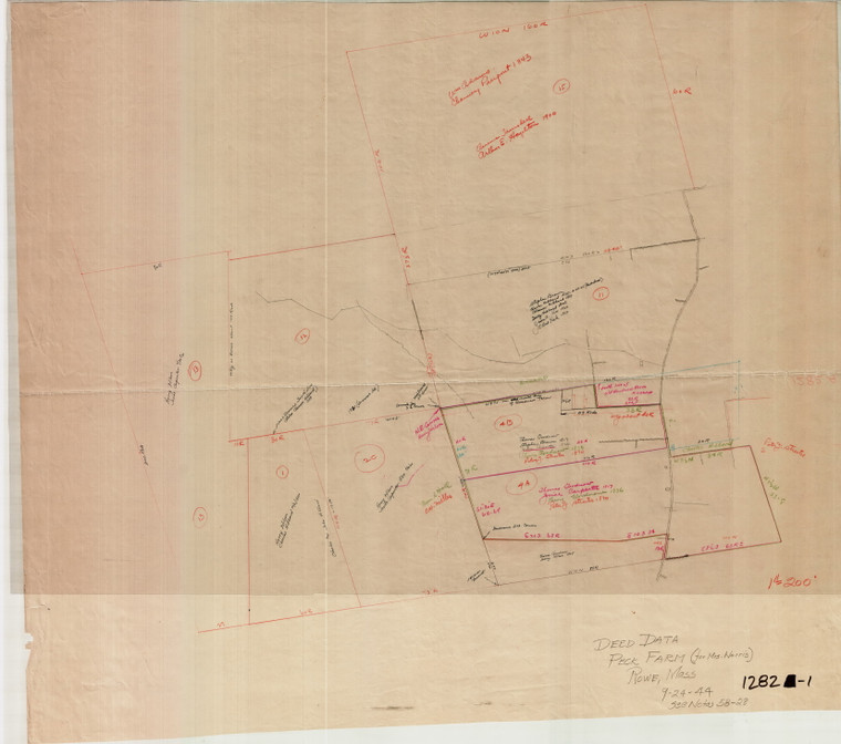 Mrs. Norris - Deed Data - Peck Farm - N.W. Part Rowe Rowe 1282-1 - Map Reprint