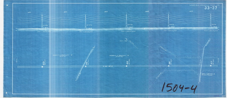 Millers Plain - T.F.s - Chicopee High Tension Line from C+A File Street Railway line Old Lots Montague 1504-4 - Map Reprint