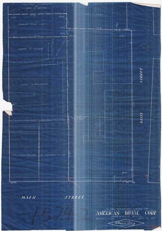 American H. Corp. Lot Davis, Main & Chapman Sts. Greenfield 1574-2 - Map Reprint