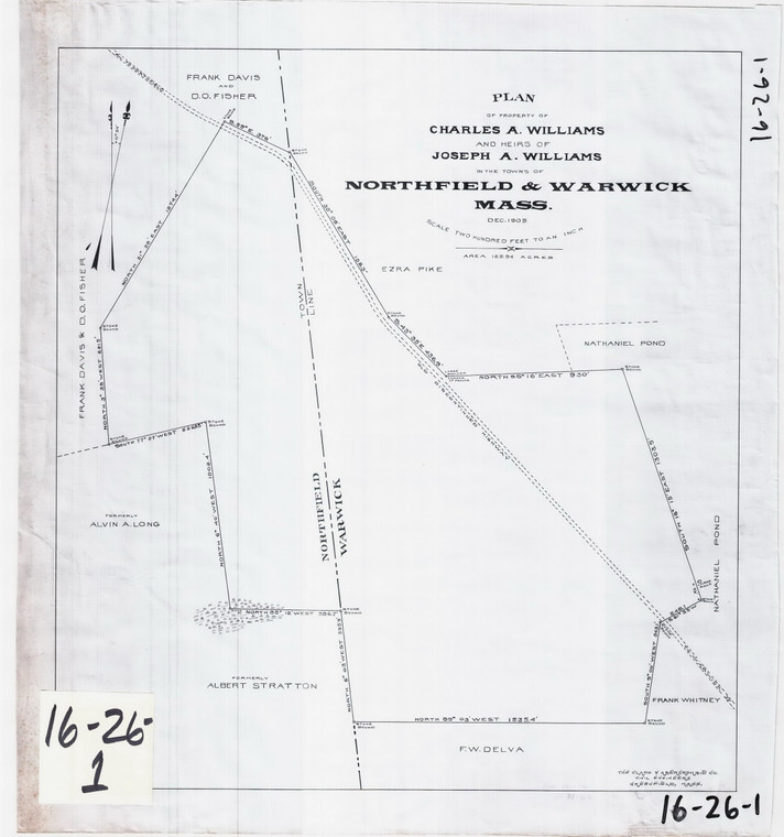 Charles and F. W. Williams - Woodlot on Warwick Line Northfield Warwick 16-26-1 - Map Reprint