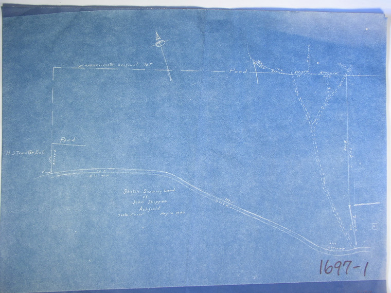 Sketch of Land of John Shippee Ashfield - scan mislabelled  Should be  1698 Ashfield 1697-1 - Map Reprint