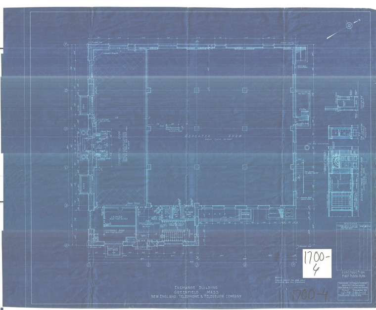 New England Tel.1st Floor Plan Greenfield 1700-04 - Map Reprint