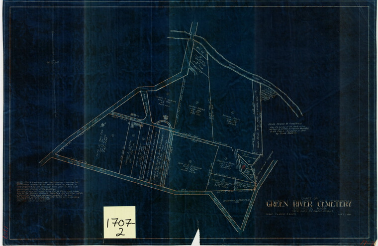 Green River Cemetery - Chart from data by S.D. Conant Greenfield 1707-02 - Map Reprint