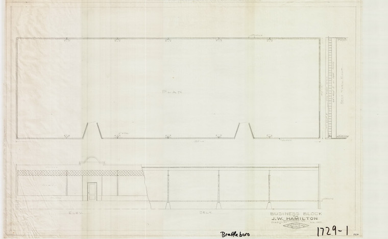 J.W. Hamilton - Lot Lines + Business Blk, Brattleboro, Vt. Brattleboro VT 1729-01 - Map Reprint