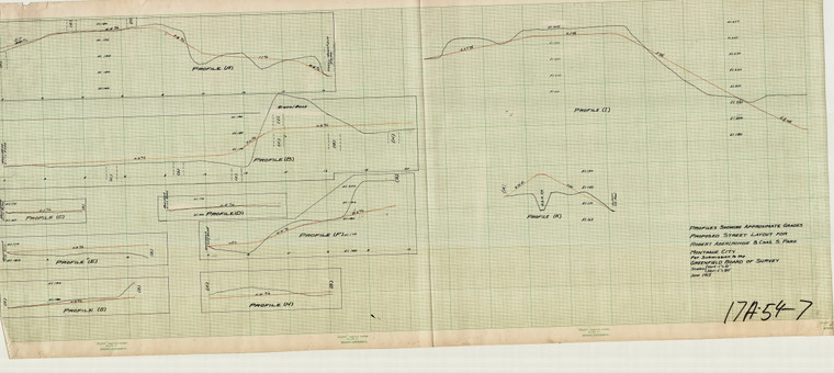 Rob't Abercrombie + Charles S. Park - Subdivision - Montague City Road  Profiles Greenfield 17A-54-07 - Map Reprint