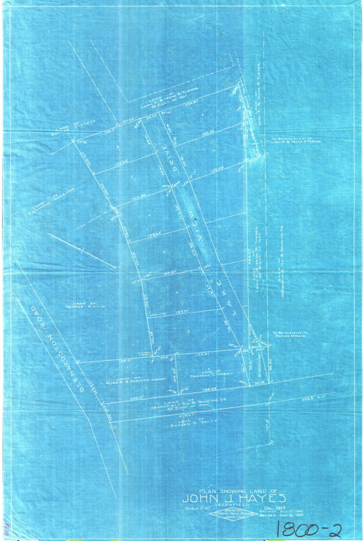 John J. Hayes, E. of Bern. Rd    (Lake View Drive) Greenfield 1800-2 - Map Reprint