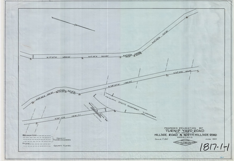 Turnip Yard Road Relocation  aka Hillside Road  North Hillside Road Conway 1817-1-1 - Map Reprint