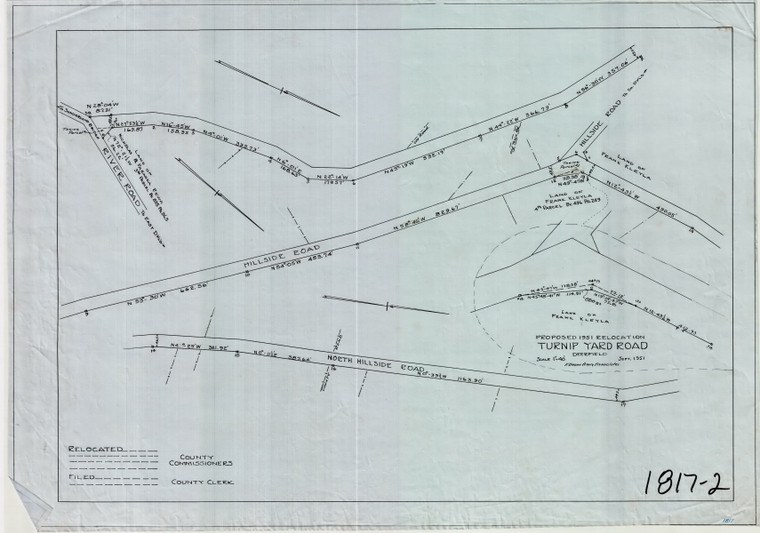 Turnip Yard Road Proposed 1951 Relocation -   aka Hillside Road  North Hillside Road Conway 1817-2 - Map Reprint