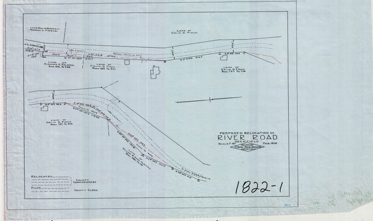 River Road, proposed relocation 1950 Deerfield 1822-1 - Map Reprint