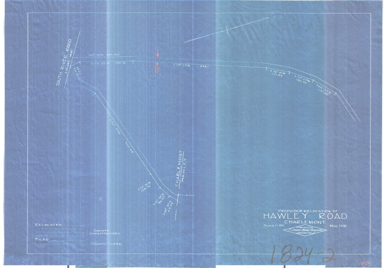 Hawley Road, Proposed relocation East Hawley Road from S. River Rd to Hawley TL Charlemont 1824-2 - Map Reprint