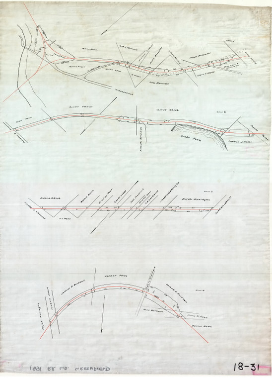 Vt. + Mass. R.R. - Greenfield Branch, Millers Falls to Greenfield - 4 sections on one plan Greenfield, Montague 18-31-00 - Map Reprint