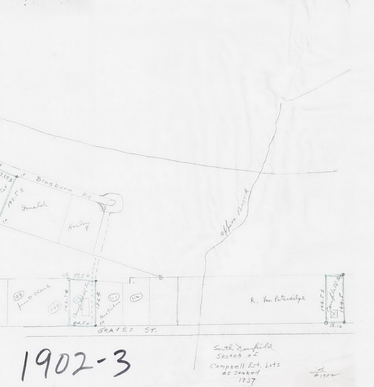 Campbell Estate Lots as Staked 1937 Deerfield 1902-3 - Map Reprint