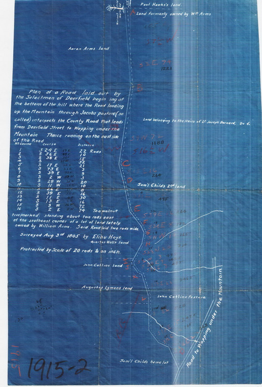 Town    Mt Rd Layout - tracing of Old LO  w markups Deerfield 1915-2 - Map Reprint