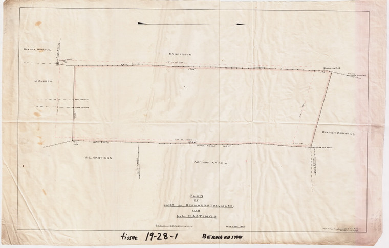 Belle L. Hastings - Woodlot  1700' deep n-s Bernardston 19-28-1 - Map Reprint