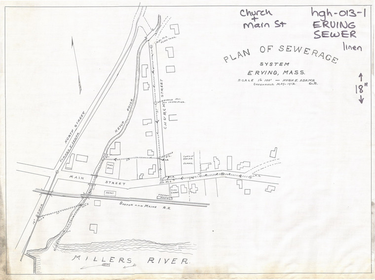 Plan of Sewerage System Erving, Mass 1 - Map Reprint