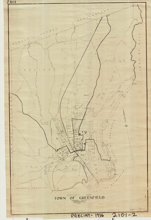 Precinct Map of Greenfield & Zoning Entire Town Greenfield 21012 Map Reprint Old Maps