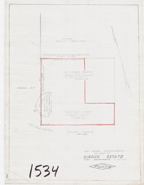 Burdick Estate North Adams North Adams 1534 Map Reprint Old