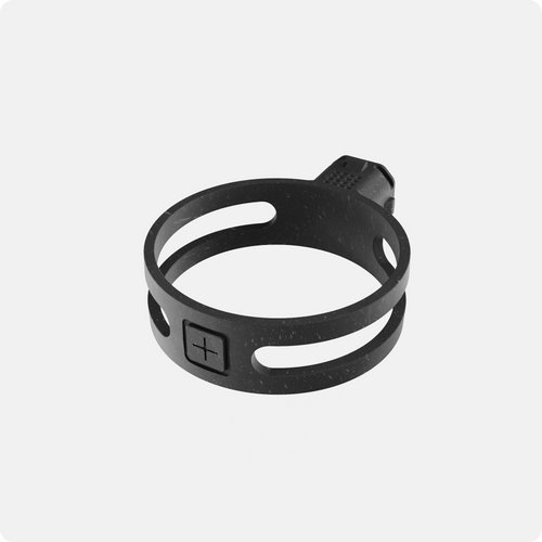 Black UbeCube™ Cup Holder attachment for crates, designed to hold drinks, tumblers, or tools.